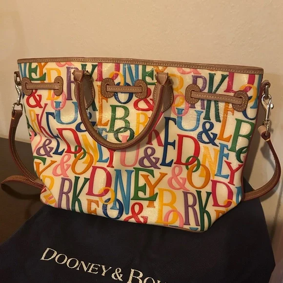 Vintage Dooney & Bourke Y2K Multi-Color "It Bag" Large Shopper Tote & Dust Bag - Picture 7 of 7